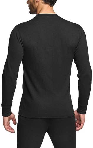 Men's Long Sleeve Thermal Underwear Tops, Midweight Waffle Shirt, Winter Cold Weather Thermal Shirts