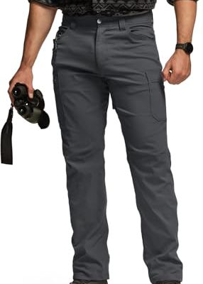 Men's Active Flex Tactical Pants, Water Resistant Lightweight Stretch Cargo Work Hiking Pants