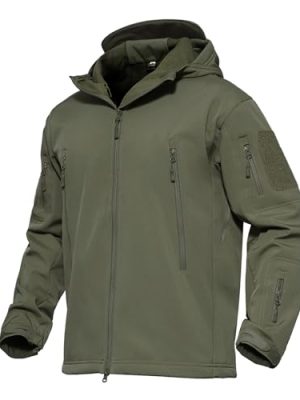 Men's Tactical Jacket 7 Pockets Performance Fleece Lined Water Resistant Ski Snow Soft Shell Winter Coats