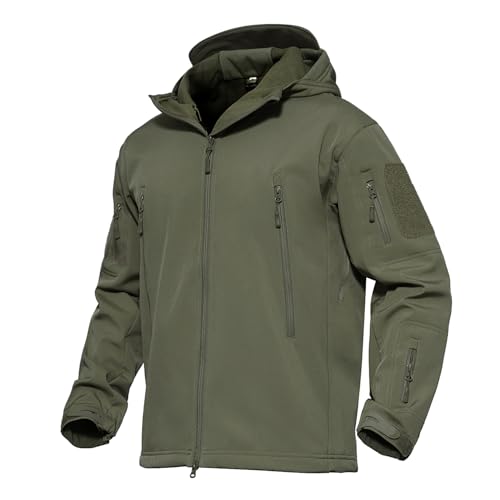 Men's Tactical Jacket 7 Pockets Performance Fleece Lined Water Resistant Ski Snow Soft Shell Winter Coats