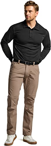 Men's Polo Shirt, Long Sleeve Tactical Shirts, Outdoor UPF 50+ Pique Shirt, Dry Fit Lightweight Golf Shirts