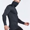 Men's Thermal Compression Shirts Hoodie with Mask, Long Sleeve Winter Sports Base Layer Top, Active Running Shirt