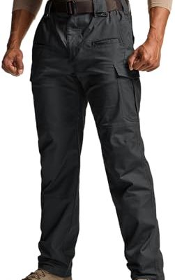 Men's Flex Stretch Tactical Pants, Water Resistant Ripstop Cargo Pants, Lightweight EDC Outdoor Work Hiking Pants