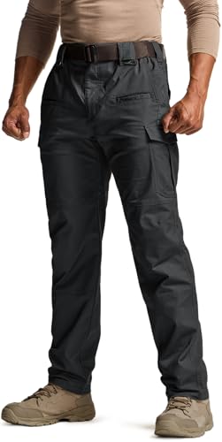 Men's Flex Stretch Tactical Pants, Water Resistant Ripstop Cargo Pants, Lightweight EDC Outdoor Work Hiking Pants