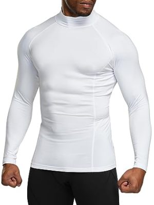 Men's Thermal Long Sleeve Compression Shirts, Mock/Turtleneck Winter Sports Running Base Layer Top