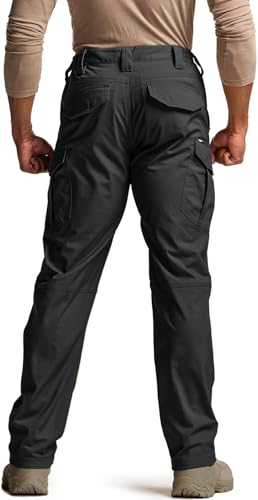Men's Flex Stretch Tactical Pants, Water Resistant Ripstop Cargo Pants, Lightweight EDC Outdoor Work Hiking Pants