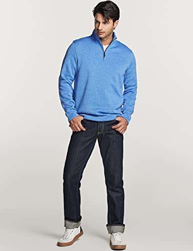 Men's Quarter Zip Thermal Fleece Lined Sweater, Winter Lightweight Soft Pullover Collar Sweatshirt