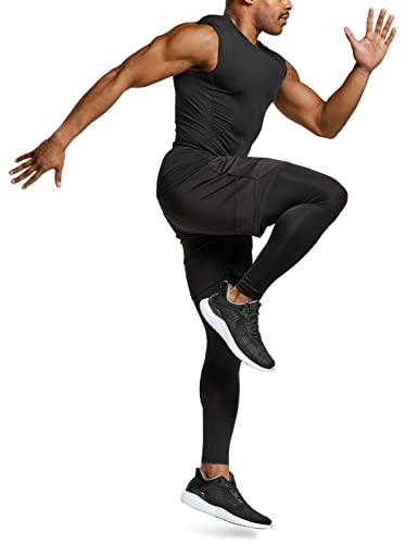 Men's Sleeveless Workout Shirts, Dry Fit Running Compression Cutoff Shirts, Athletic Training Tank Top