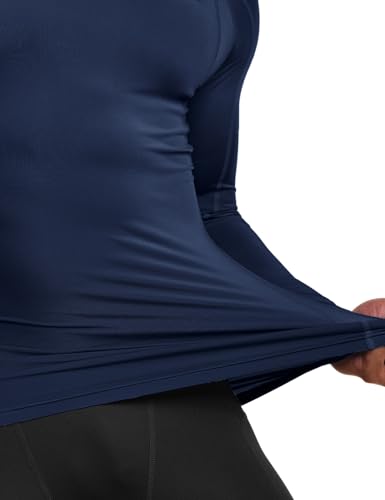 Men's UPF 50+ Mock Long Sleeve Compression Shirts, Athletic Workout Shirt, Base Layer for Water Sports