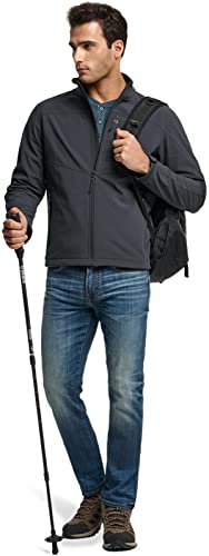Men's Full-Zip Softshell Winter Jacket, Waterproof Fleece Lined Athletic Jacket, Outdoor Sport Windproof Jackets