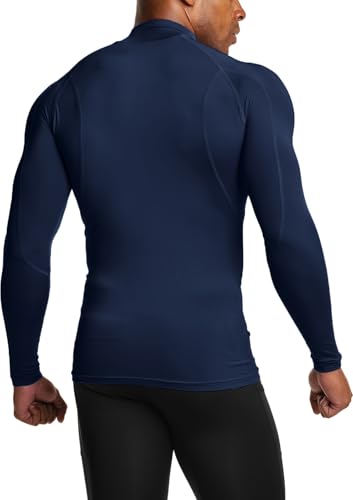 Men's UPF 50+ Mock Long Sleeve Compression Shirts, Athletic Workout Shirt, Base Layer for Water Sports