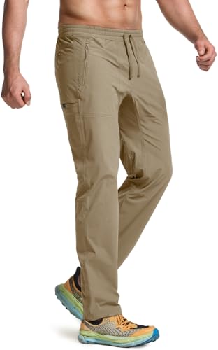 Men's Lightweight Vent Hiking Pants, Water-Resistant & Breathable Sports Outdoor Athletic Pants with Elastic Waist