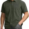 Men's Short Sleeve Tactical Shirts, UPF 50+ Ripstop Military Work Shirts, Breathable Button Down Outdoor Hiking Shirt