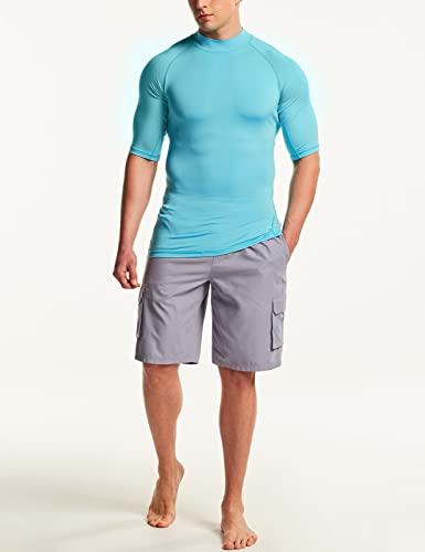 Men's Rash Guard Swim Shirts, UPF 50+ Quick Dry Mid/Short Sleeve Swimming Shirt, UV/SPF Water Surf Shirts