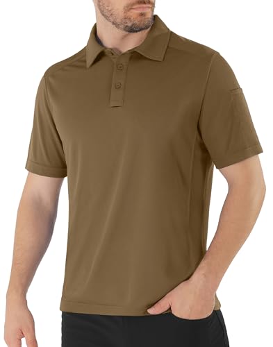 Men's Polo Shirts Quick Dry Performance Tactical Shirt Collared Golf Shirts Short Sleeve Casual Work Polos