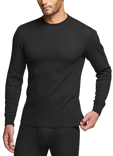 Men's Long Sleeve Thermal Underwear Tops, Midweight Waffle Shirt, Winter Cold Weather Thermal Shirts