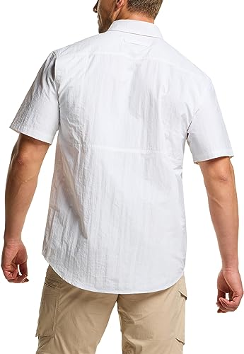 Men's Performance Fishing Shirt, Outdoor Recreation Short Sleeve Shirt, UPF 50+ Breathable Button Down Shirts
