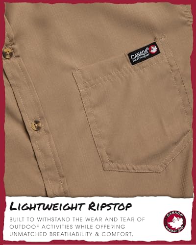Men's Button Down Shirt - Breathable Mesh Lined Casual Ripstop Long and Short Sleeve Shirt (Sizes: S-XXL)