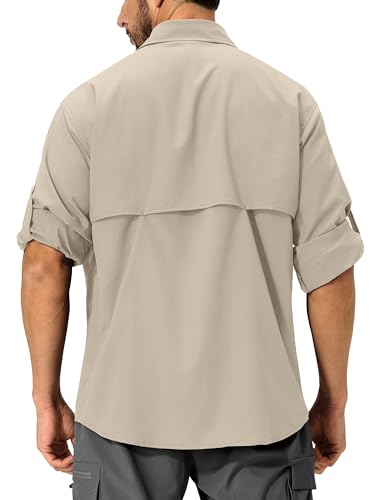 Men's Sun Protection Fishing Shirts Lightweight Long Sleeve UPF 50+ Travel Work Hiking Shirts with Pockets