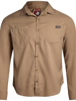 Men's Button Down Shirt - Breathable Mesh Lined Casual Ripstop Long and Short Sleeve Shirt (Sizes: S-XXL)