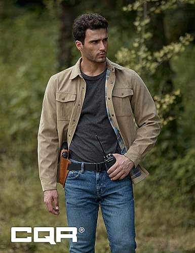 Men's Flannel Lined Shirt Jackets, Long Sleeved Rugged Plaid Cotton Brushed Suede Shirt Jacket