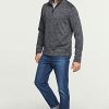 Men's Quarter Zip Thermal Fleece Lined Sweater, Winter Lightweight Soft Pullover Collar Sweatshirt
