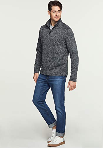 Men's Quarter Zip Thermal Fleece Lined Sweater, Winter Lightweight Soft Pullover Collar Sweatshirt