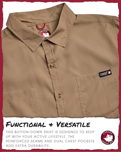 Men's Button Down Shirt - Breathable Mesh Lined Casual Ripstop Long and Short Sleeve Shirt (Sizes: S-XXL)