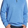 Men's Quarter Zip Thermal Fleece Lined Sweater, Winter Lightweight Soft Pullover Collar Sweatshirt
