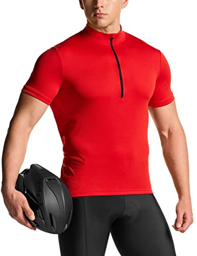 Men's Short Sleeve Bike Cycling Jersey, Quick Dry Breathable Reflective Biking Shirts with 3 Rear Pockets