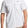 Men's Performance Fishing Shirt, Outdoor Recreation Short Sleeve Shirt, UPF 50+ Breathable Button Down Shirts