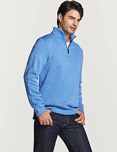 Men's Quarter Zip Thermal Fleece Lined Sweater, Winter Lightweight Soft Pullover Collar Sweatshirt