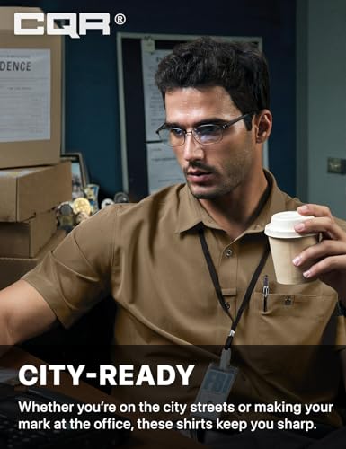 Men's Short Sleeve Tactical Shirts, UPF 50+ Ripstop Military Work Shirts, Breathable Button Down Outdoor Hiking Shirt