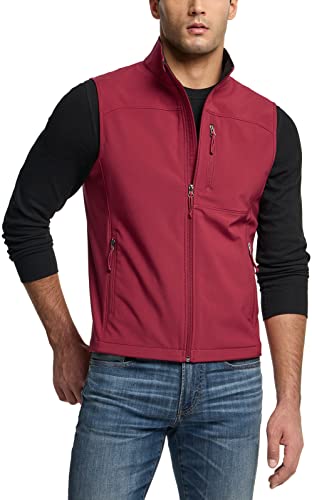 Men's Sleeveless Softshell Vest, Full-Zip Windbreaker Vest, Outdoor Golf Travel Hiking Vest