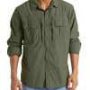 Fishing Shirt for Men, Long Sleeve Shirt Quick Dry Fit, Tactical Shirt Button Up, Work Shirt Lightweight Safari