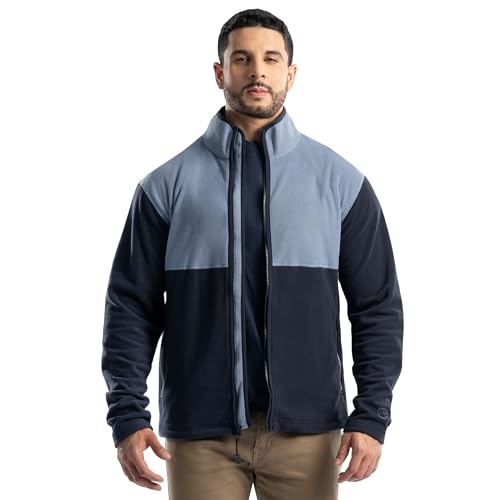 Men's Color Block Micro Fleece Mock Neck Jacket