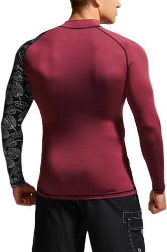 Men's UPF 50+ Long Sleeve Rash Guard, UV/SPF Quick Dry Swim Shirt, Water Surf Swimming Shirts