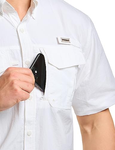 Men's Performance Fishing Shirt, Outdoor Recreation Short Sleeve Shirt, UPF 50+ Breathable Button Down Shirts