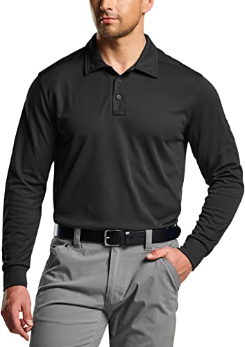 Men's Polo Shirt, Long Sleeve Tactical Shirts, Outdoor UPF 50+ Pique Shirt, Dry Fit Lightweight Golf Shirts