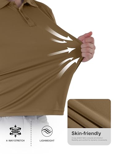 Men's Polo Shirts Quick Dry Performance Tactical Shirt Collared Golf Shirts Short Sleeve Casual Work Polos