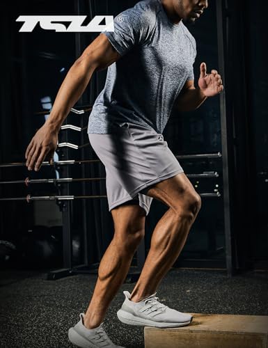 Men's Active Running Shorts, Training Exercise Workout Shorts, Quick Dry Gym Athletic Performance Shorts with Pockets