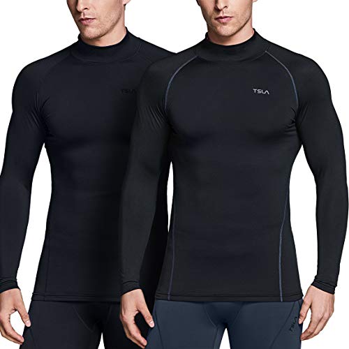 Men's Thermal Long Sleeve Compression Shirts, Mock/Turtleneck Winter Sports Running Base Layer Top