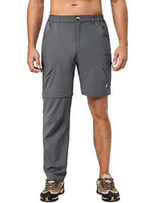 Men's Stretch Convertible Pants Zip-Off Lightweight Quick-Dry Hiking Fishing Travel Pants