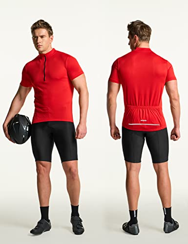 Men's Short Sleeve Bike Cycling Jersey, Quick Dry Breathable Reflective Biking Shirts with 3 Rear Pockets