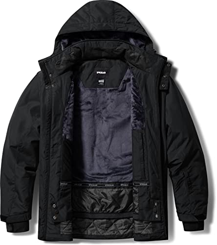 Men's Winter Ski Jacket, Waterproof Warm Insulated Snow Coats, Cold Weather Windproof Snowboard Jacket with Hood
