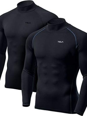 Men's Thermal Long Sleeve Compression Shirts, Mock/Turtleneck Winter Sports Running Base Layer Top