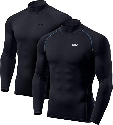Men's Thermal Long Sleeve Compression Shirts, Mock/Turtleneck Winter Sports Running Base Layer Top