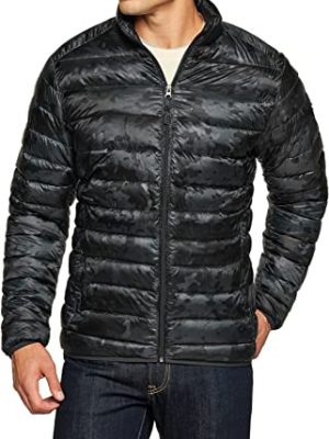 Men's Lightweight Packable Accent Puffer Jacket, Water-Resistant Winter Jackets