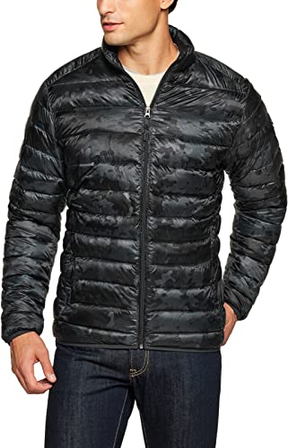 Men's Lightweight Packable Accent Puffer Jacket, Water-Resistant Winter Jackets