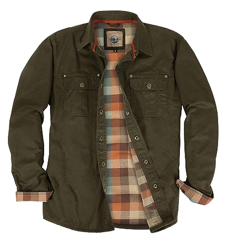 Men's 100% Cotton Brushed and Soft Twill Shirt Jacket with Flannel Lining
